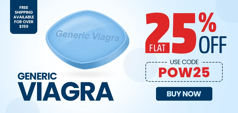 Buy Blue Generic Viagra 25% Off Promo Banner – Use Code POW25